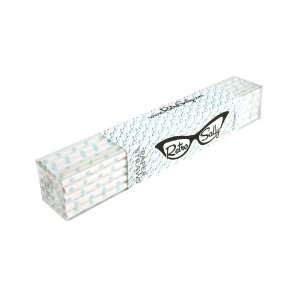 Paper Straws 8   Pack of 25 Light Blue Small Dot by Retro Sally 