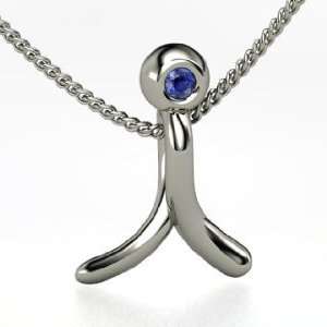   Pendant With Gem, Sterling Silver Initial Necklace with Sapphire