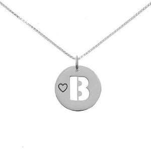   Initial Disc Pendant on 16in Box Chain Necklace Symbols in Silver