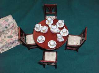 Vintage 25 Pc Lot Miniature Dollhouse Furniture China Tea Set For 6 