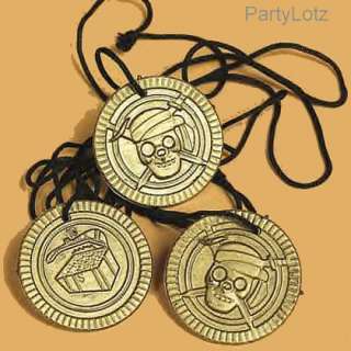 This listing is for (1 Pack Of 48) Pirate Treasure coin necklaces.