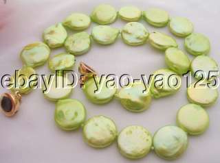 Stunning Green Coin Pearl Necklace  