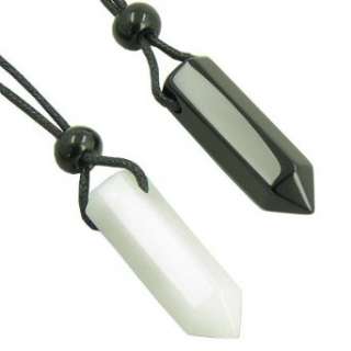 Necklaces Double Lucky Ying Yang Black Onyx, White Jade 