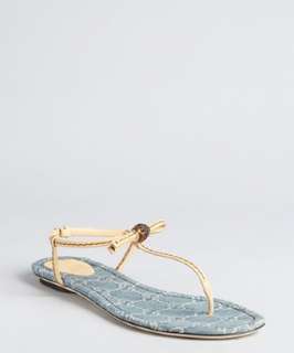 Gucci beige leather bamboo knot thong sandals  