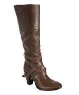 Alberto Fermani brown leather buckle strap mid calf boots style 