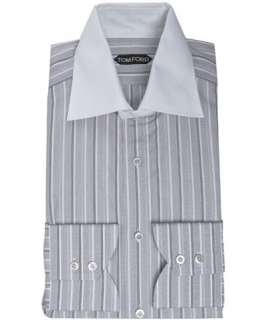 Tom Ford grey multi striped solid spread collar dress shirt