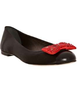 Fendi red leather bow detail flats   