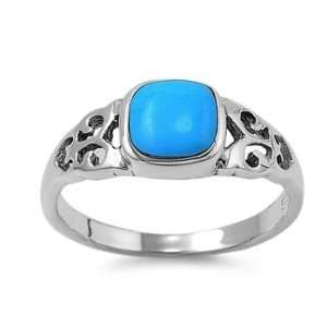   Ring with Genuine Turquoise Stone   Packaged in Gift Box   Size 8