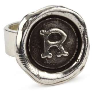 Pyrrha Wax Seals Sterling Silver Initial R Ring, Size 7   designer 