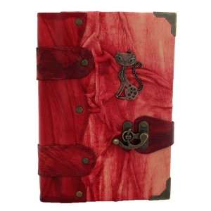   on a Red Handmade Leather Bound Journal LM021