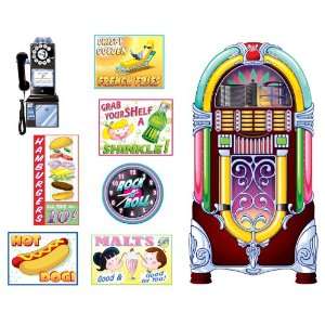 Lets Party By Beistle Company 1950s Soda Shop Signs & Jukebox Props