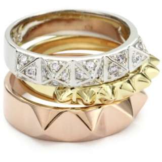 nOir Tapers and Spikes Rose Gold Pyramid Stack Ring Set   designer 