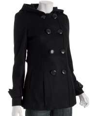  Miss Sixty charcoal wool blend double breasted hooded coat 
