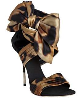 Giuseppe Zanotti leopard print satin bow detail heeled sandals