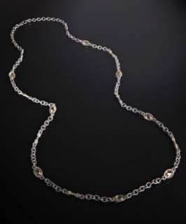 Judith Ripka silver chain and canary crystal long necklace   