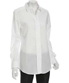white cotton pleated placket button front shirt   up to 70 