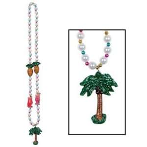  Luau Party Beads w/Palm Tree Medallion 40in. 1/Pkg, Pkg/1 