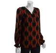 diane von furstenberg spear red stretch silk madeline tunic blouse