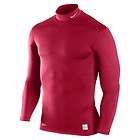 Nike Mens Pro Thermal Mock Training Long Sleeve Compression Red Shirt 