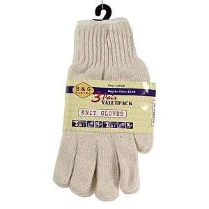  B & G White Knit Gloves 3 Pair Case Pack 4 Everything 