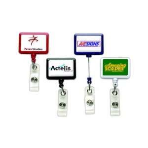  Label Only   Retractable rectangle badge reel with nickel 
