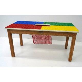 LEGO COMPATIBLE PLAY TABLE WITH SOLID OAK WOOD LEGS AND FRAME   BUILT 