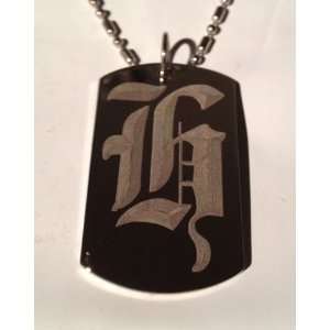  Letter H OLD English Font Initial   Military Dog Tag 