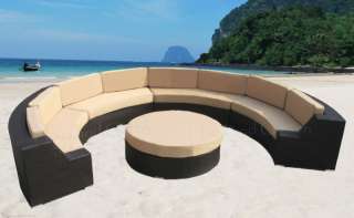 ROUND OUTDOOR WICKER SECTIONAL SOFA PATIO FURNITURE CML  