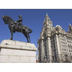  Statue of Edward VII and Liver Building, Albert Dock, Liverpool 