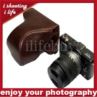 Leather Camera Case Bag For Panasonic DMC GF1 14 42mm Lens Brown 