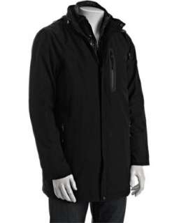 Tech Tumi black poly double placket coat  