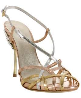 Miu Miu rose gold strappy jeweled heel sandals  