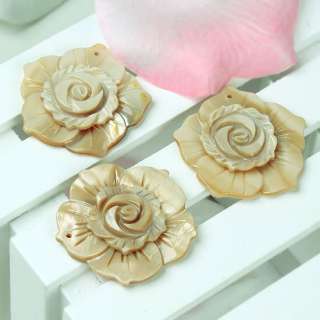 Light Brown Shell Mother of Pearl Flower Pendant Bead  