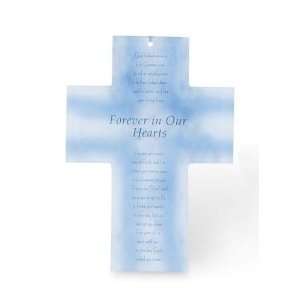 Pack of 4 Glass Memorial Forever in Our Hearts Crosses With Verse 7 