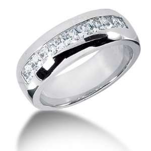 1.55 Ct Men Diamond Ring Wedding Band Princess Cut Channel 