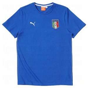  Puma Mens Italia Badge T Shirts Power Blue/Large Sports 