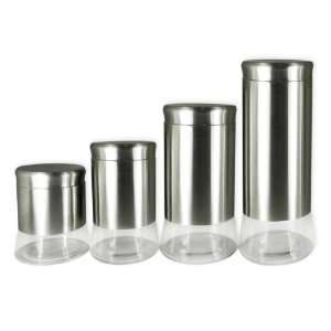   Glass Bottom Stainless Steel Canister Set of 4