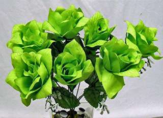 84 OPEN ROSES ~ LIGHT GREEN LIME ~ Soft Silk Wedding Flowers Bouquets 