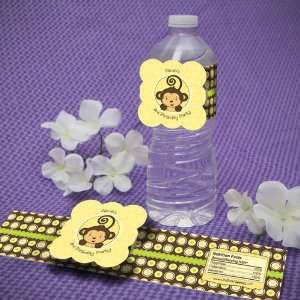  Personalized Monkey Neutral Birthday Party Water Bottle 