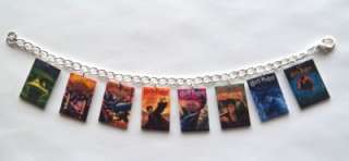 Harry Potter Book Cover Charm Bracelet Deathly Hallows, Goblet of Fire 