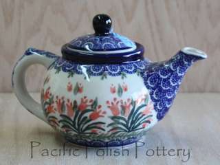 Polish Pottery CA TULIPS Individual 2 cup teapot Stoneware  