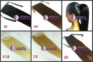 Straight Ponytail 20(50CM) 80g multi mix colors 100% human hair clip 