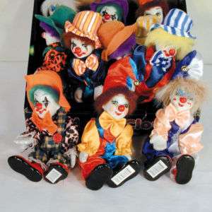 BENDABLE PORCELAIN CLOWN DOLLS toy colorful clowns  