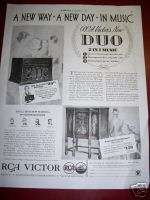 1938 Antique RCA Victor Duo Model Portable Radio Ad  