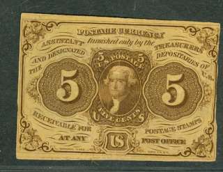   Currency showing 5¢ Jefferson postage stamp, monogram rev Fr#1230