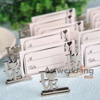 New Silver LOVE Wedding Place Card Holders Favors  