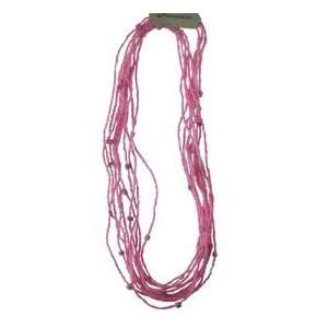  Multi Strand Extra Long Pink Bead Necklace   Multi Strand 