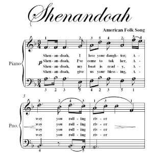  Shenandoah Easy Piano Sheet Music Traditional American 