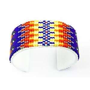  Navajo Multi Color Beaded Wide Cuff Bracelet Veristine 