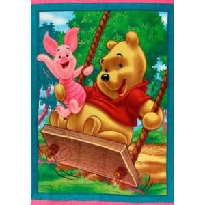  Disney Pooh Lets Swing No Sew Throw Kit Green Fabric By 